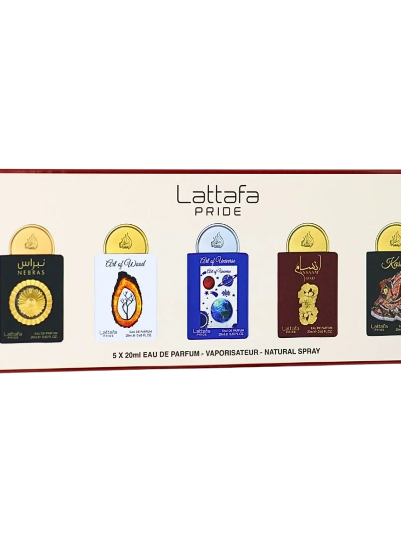 LATTAFA PRIDE PERFUME SET OF 5 X 20ML (Nebras, Art of Wood, Art of Universe, Ansaam Gold, Kashan)