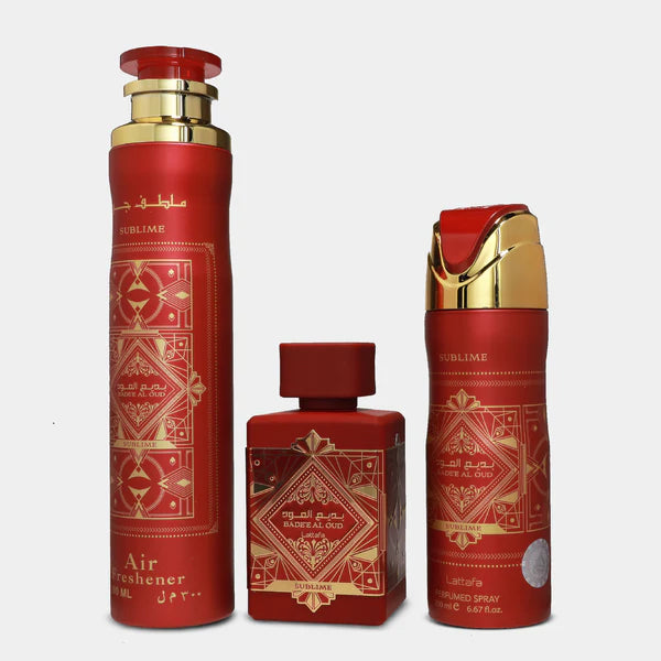 GIFT SET 3 PCS - BADEE AL OUD SUBLIME (EDP  100ML, DEO 200ML , AIR FRESHENER 300ML)