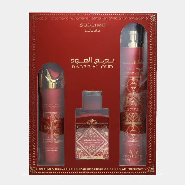 GIFT SET 3 PCS - BADEE AL OUD SUBLIME (EDP  100ML, DEO 200ML , AIR FRESHENER 300ML)