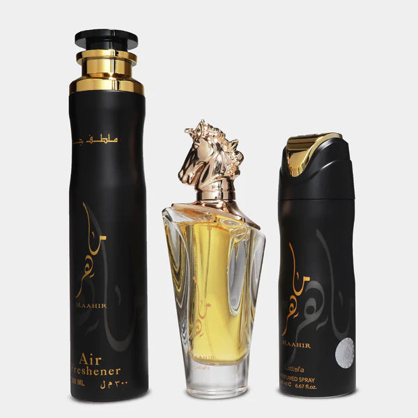 GIFT SET 3 PCS - MAAHIR (EDP 100ML, DEO 200ML , AIR FRESHENER 300ML)